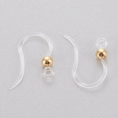 Clear / Gold Hypoallergenic Fish Hook Earrings 100/pk