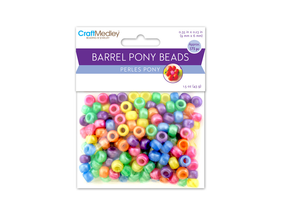Pony Beads 175/pk - Pearlized Multi Mix