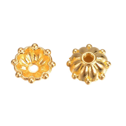 Bead Caps Ball Edge Flower 8mm Gold 20/pk