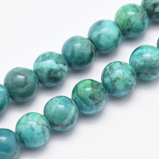Marble Dark Cyan Beads 8mm Round (Natural/Dyed) 15-16" Strand