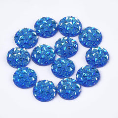 12mm Round Blue Cluster Resin Cabochons 10/pk