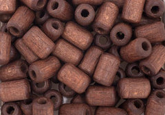 6x9mm Dark Brown Cylinder Wood Beads 50/pk
