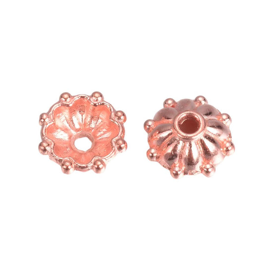 Bead Caps Ball Edge Flower 8mm Rose Gold 20/pk