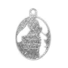 1 1/8" Howling Wolf Oval Metal Pendant 5/pk
