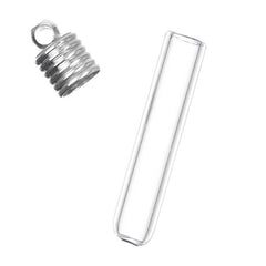 1 1/8" Clear Glass Vial with Silver Cap 1/pk