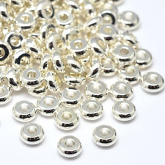 Spacer 4mm Donut, Silver Beads 25/pk