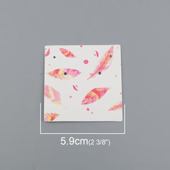 Paper Earring Cards 2 3/8" Pink Feathers 50/pk