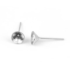 Nickel Earring Studs with 6mm Cup 100/pk