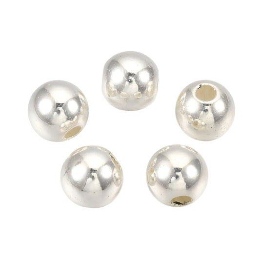 Round Plastic Beads 5mm Metallic Silver 100/pk