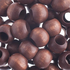 12x9.8mm Dark Brown Round Wood Beads 25/pk