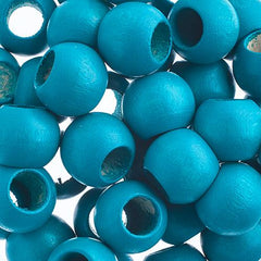 12x9.8mm Turquoise Round Wood Beads 25/pk