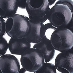 14x11mm Black Round Wood Beads 10/pk