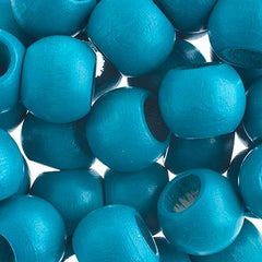 14x11mm Turquoise Round Wood Beads 10/pk