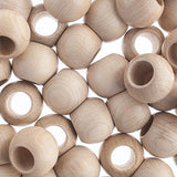 20x16mm Perles Rondes en Bois Naturel 5/pk