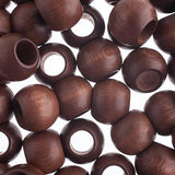 20x16mm Perles Rondes en Bois Marron Foncé 5/pk