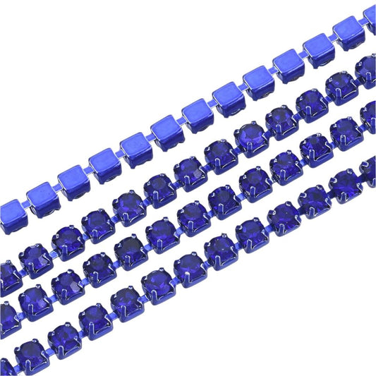 Metal 2mm Sapphire Rhinestone Banding by the Yard