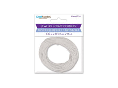 Waxed Cotton Cord 1mm White 10yd/Pack