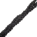 4mm Lava Black (Natural) Perles 15-16" Strand