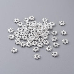 Spacer 4mm Flower, Silver Beads 100/pk
