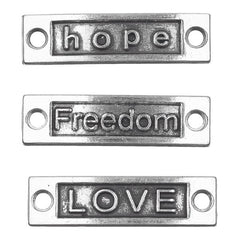 Connector Inspirational Word Antique Silver 6/pk