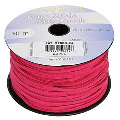 3mm Faux Suede Lace Hot Pink 50m