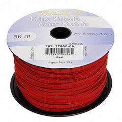 3mm Faux Suede Lace Red 50m