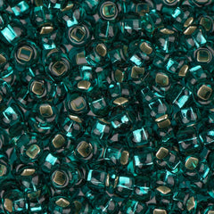 8/0 Czech Seed Beads #1011V Silver Lined Teal Green 22g