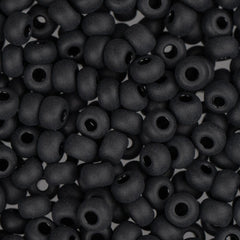 8/0 Czech Seed Beads #1025V Opaque Matte Black 22g