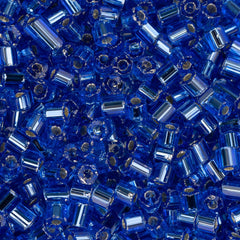 10/0 Czech 2 Cut Seed Beads Silver Lined Blue 22g