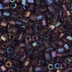 10/0 Czech 2 Cut Seed Beads Transparent Dark Purple AB 22g