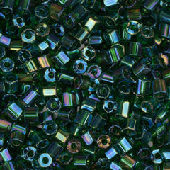 10/0 Czech 2 Cut Seed Beads Transparent Green AB 22g