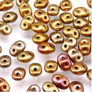 *Czech Miniduo Beads Crystal Gold Rainbow 8g