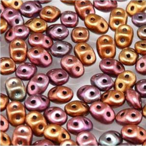 *Czech Miniduo Beads Crystal Violet Rainbow 8g