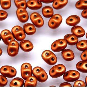 *Czech Miniduo Beads Crystal Bronze Fire Red 6g