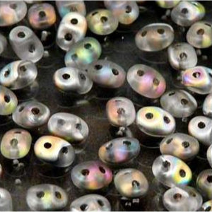 *Czech Miniduo Beads Crystal Vitrail Matte 8g