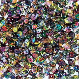 *Czech Miniduo Beads Magic Orange Grey 8g