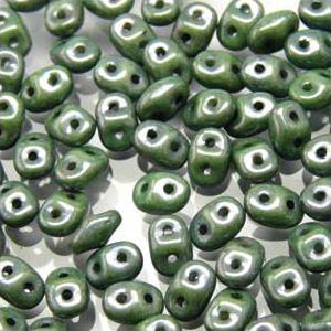 Perles tchèques Miniduo 8g Lustre vert craie