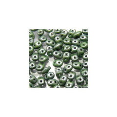 Czech Miniduo Beads 8g Chalk Green Luster