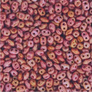 Tchèque Miniduo Beads 8g Chalk Ruby Lustre