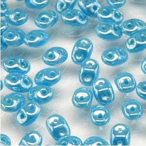 Tchèque Miniduo Perles 8g Turquoise Bleu Blanc Lustre