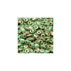 Czech Superuno Beads 22g Turquoise Green Picasso