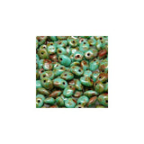 Perles Tchèques Superuno 22g Turquoise Vert Travertin Foncé