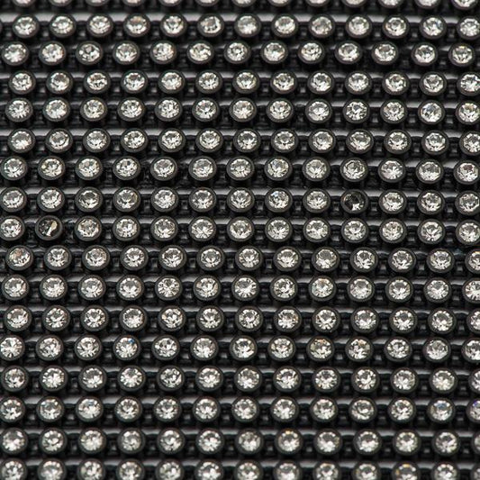 Plastic Rhinestone Banding 2mm Black/Crystal by the Yard