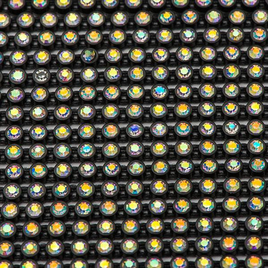 Plastic 2.4mm Black AB Rhinestone Banding by the Yard