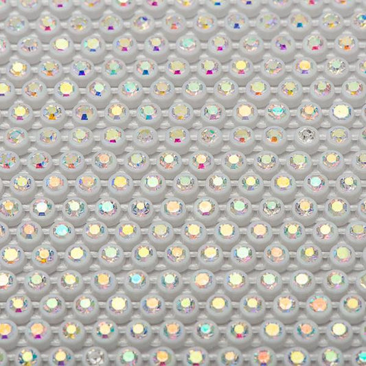 Bande en plastique avec strass AB blanc 2,4 mm 10 yd/pk