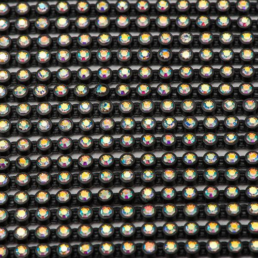 Plastic 2mm Black AB Rhinestone Banding by the Yard