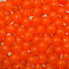 8mm Round Plastic Beads 1000/pk - Fluorescent Orange
