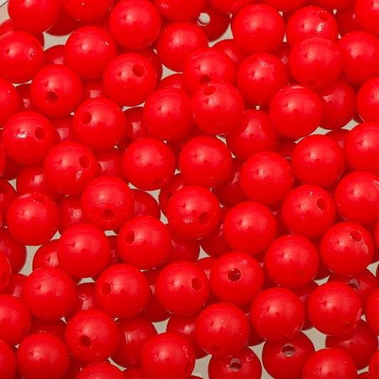 Round Plastic Beads 8mm Opaque Fluorescent Red 1000/pk