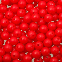 8mm Round Plastic Beads 1000/pk - Fluorescent Red