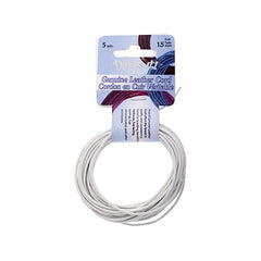 1.5mm White Leather Cord 5yd